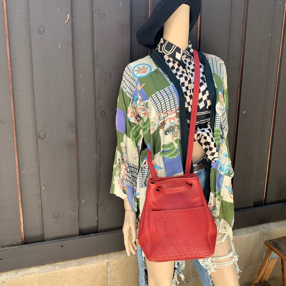 Vintage 1998 COACH Sonoma Red pebbled Leather bucket bag Purse